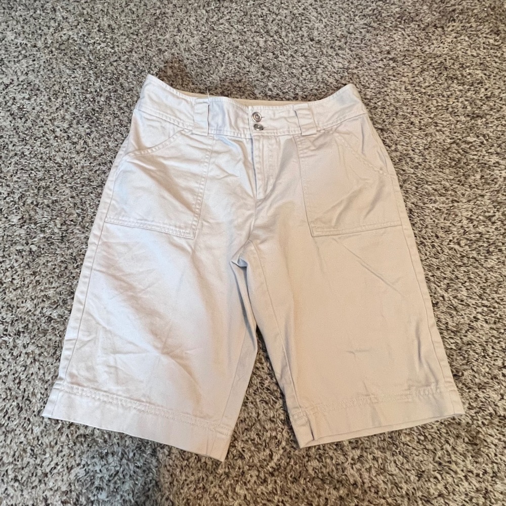 Rafaella Womens Khaki Cotton Bermuda Shorts Size 8 Beige Walking Utility Shorts
